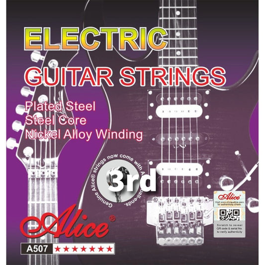 Cuerda suelta 3ra para guitarra eléctrica marca Alice, calibre 16