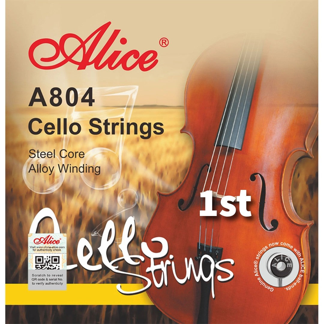 Cuerda suelta 1ra para violonchelo marca Alice, cuerda de acero