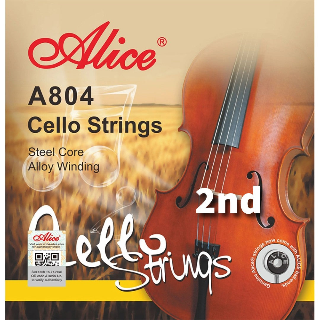 Cuerda suelta 2da para violonchelo marca Alice, cuerda de acero