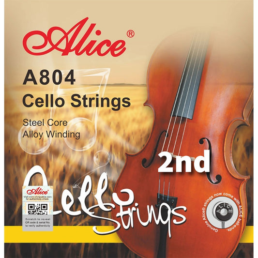 Cuerda suelta 2da para violonchelo marca Alice, cuerda de acero