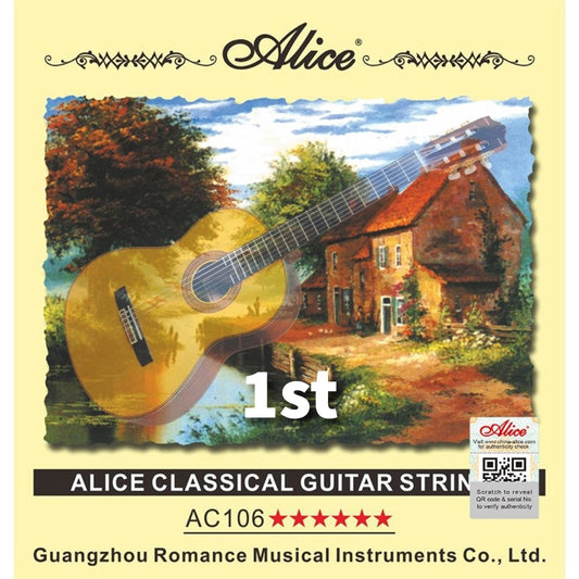 Cuerda suelta 1ra para guitarra clásica marca Alice, tensión alta