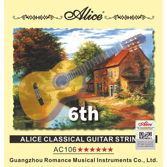 Cuerda suelta 6ta para guitarra clásica marca Alice, tensión alta