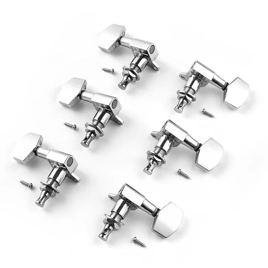 Clavijas para guitarra acústica y eléctrica marca Alice, diseño 3 L + 3 R, color cromado