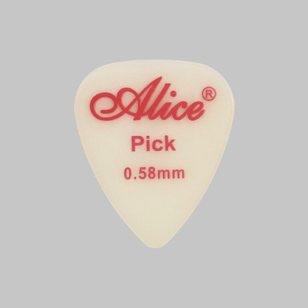 Púa marca Alice, material nylon, fluorescente, calibre 0.58 mm