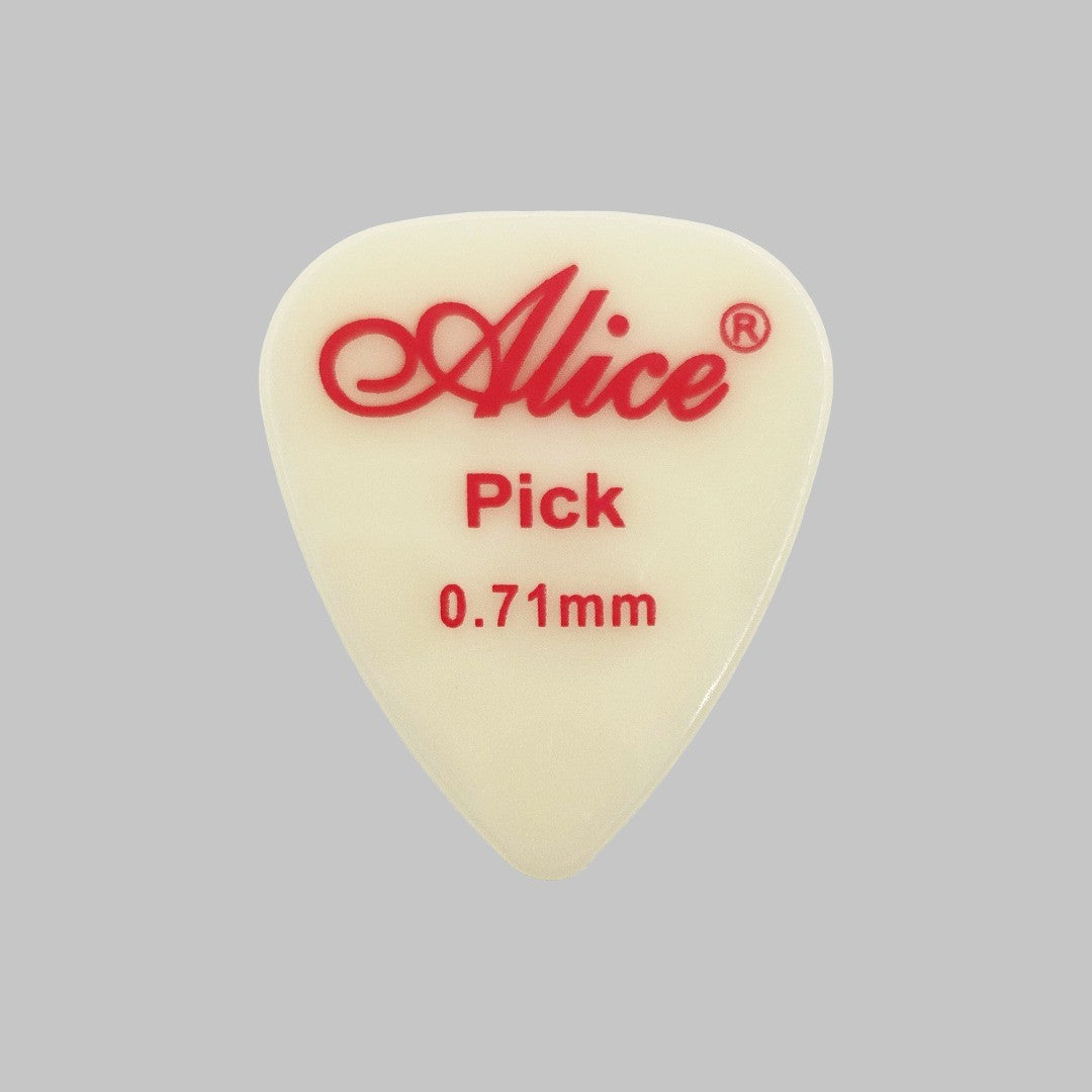 Púa marca Alice, material nylon, fluorescente, calibre 0.71 mm