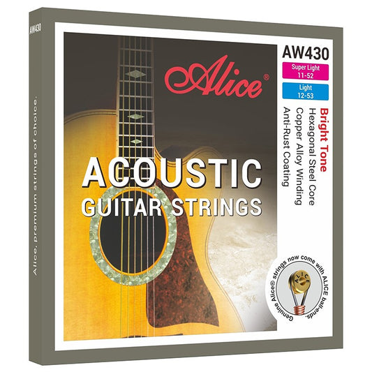 Cuerdas para guitarra acústica marca Alice, calibre 11-52