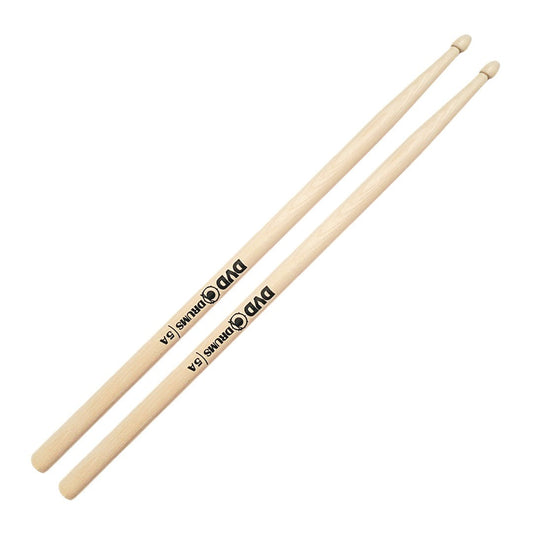 Baquetas para batería 5A marca DVD, madera maple, punta de madera