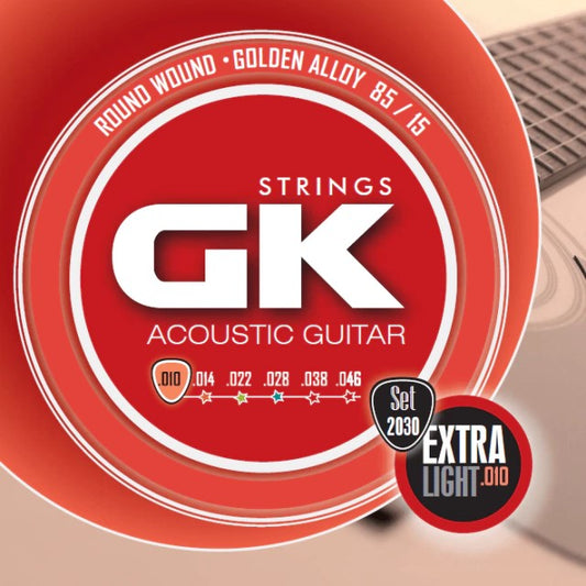 Cuerdas para guitarra acústica marca GK, calibre 10-46