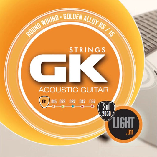 Cuerdas para guitarra acústica marca GK, calibre 11-52