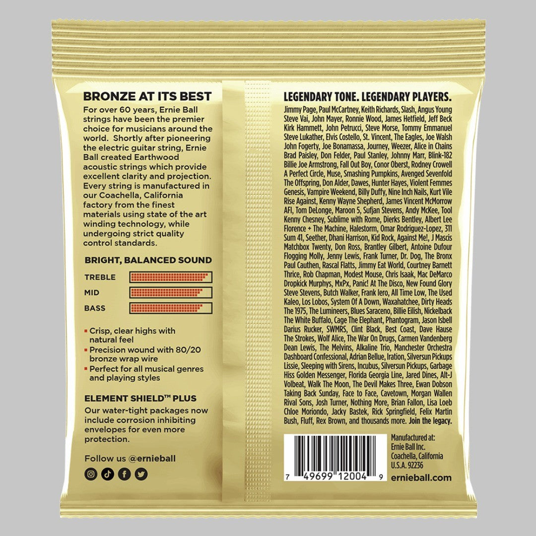 Cuerdas para guitarra acústica marca Ernie Ball, calibre 11-52