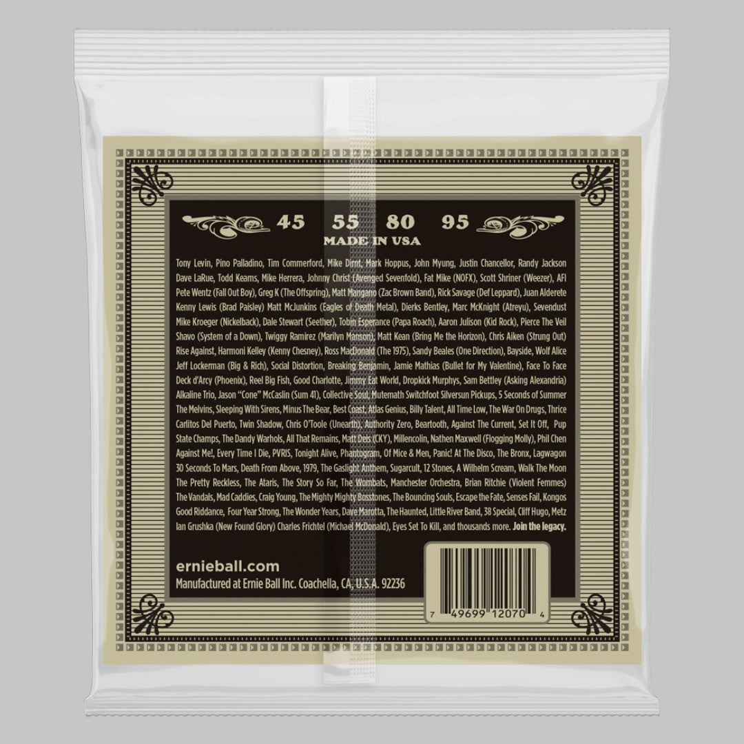Cuerdas para bajo acústico de 4 cuerdas marca Ernie Ball, calibre 45-95