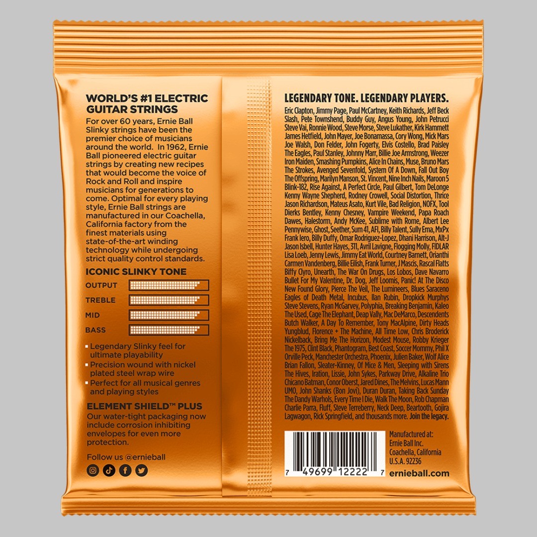 Cuerdas para guitarra eléctrica marca Ernie Ball, calibre 09-46