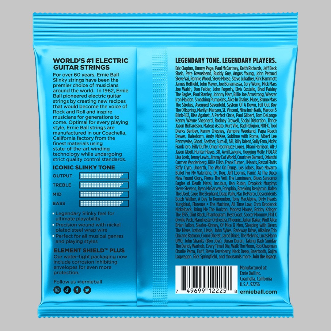 Cuerdas para guitarra eléctrica marca Ernie Ball, calibre 08-38