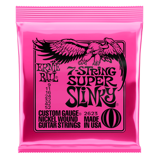Cuerdas para guitarra eléctrica marca Ernie Ball, de 7 cuerdas, calibre 09-52