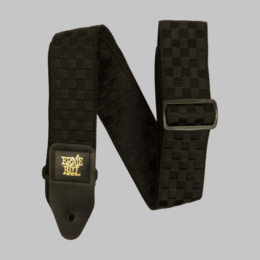 Cincho para guitarra, bajo y regionales marca Ernie Ball serie Jacquard, diseño Black Checkers