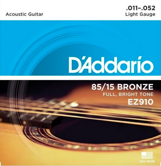 Cuerdas para guitarra acústica marca Daddario, calibre 11-52