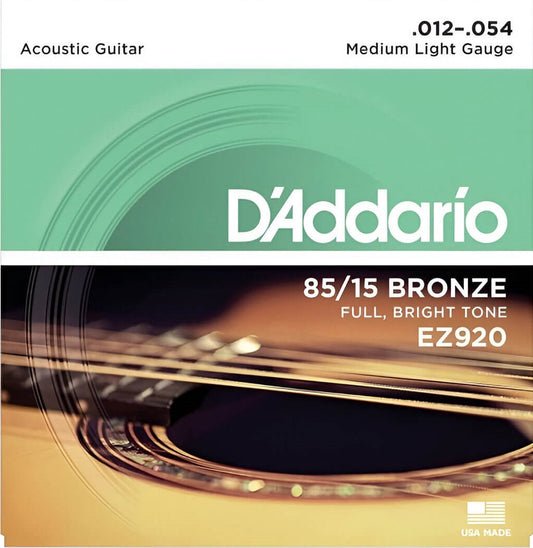 Cuerdas para guitarra acústica marca Daddario, calibre 12-54