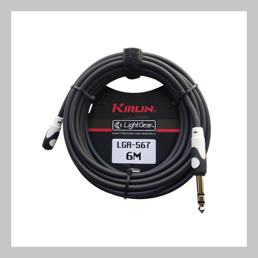 Cable de extensión 3.5 mm TRS hembra a 1/4 TRS, largo 6 mt, marca Kirlin