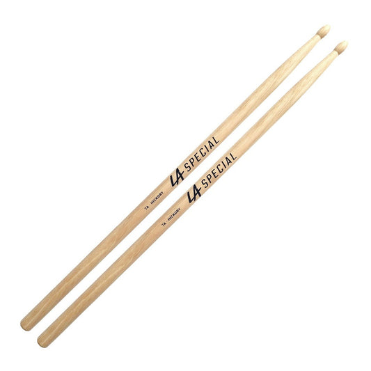 Baquetas para batería 7A marca Promark, madera hickory, punta de madera