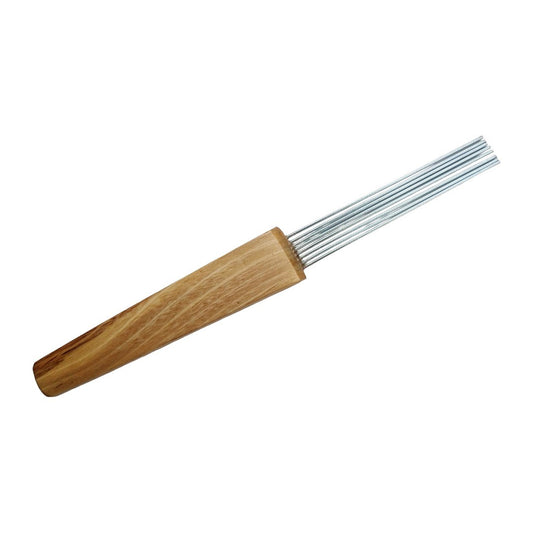 Peineta o raspador para guiro con mango de madera