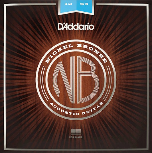 Cuerdas para guitarra acústica marca Daddario, calibre 12-53