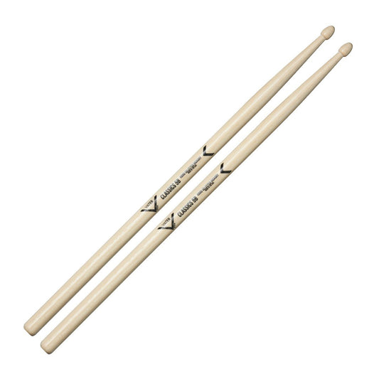 Baquetas para batería 5B marca Vater, madera hickory, punta de madera