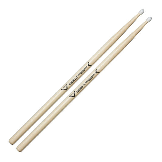 Baquetas para batería 7A marca Vater, madera hickory, punta de nylon