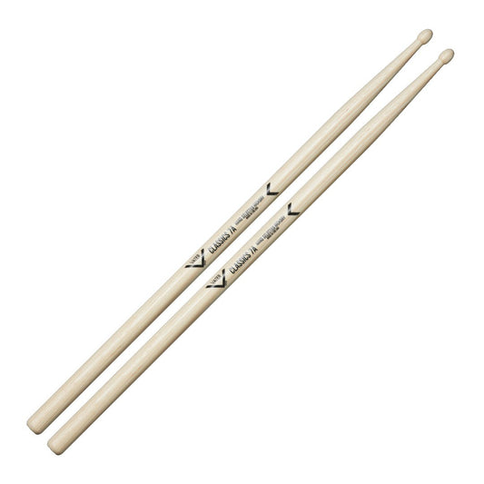 Baquetas para batería 7A marca Vater, madera hickory, punta de madera