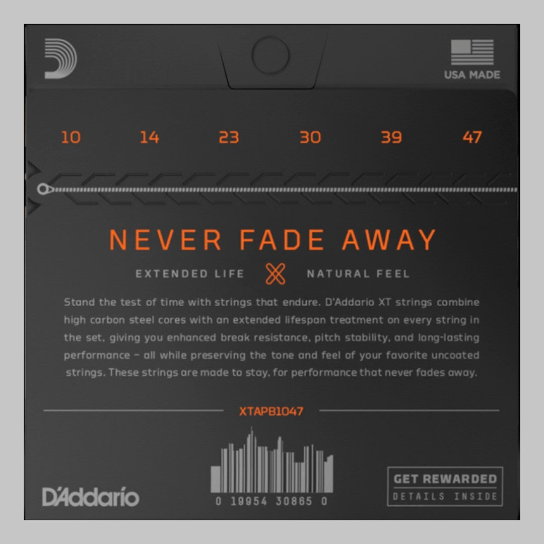 Cuerdas para guitarra acústica marca Daddario, calibre 10-47