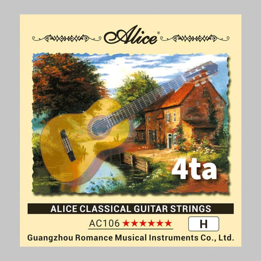 Cuerda suelta 4ta para guitarra clásica marca Alice, tensión alta