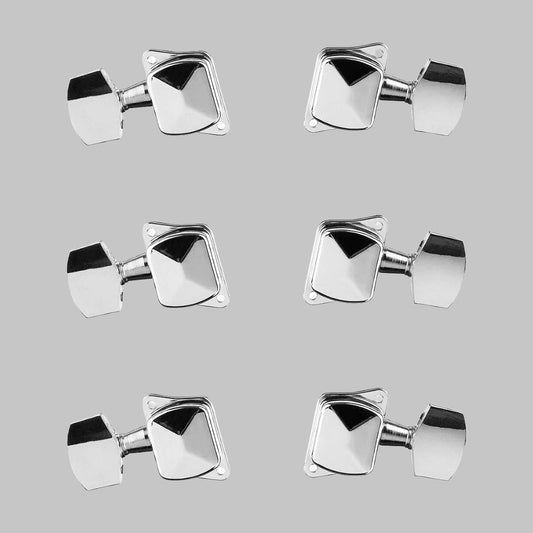 Clavijas para guitarra acústica y eléctrica marca Alice, diseño 3 L + 3 R, color cromado