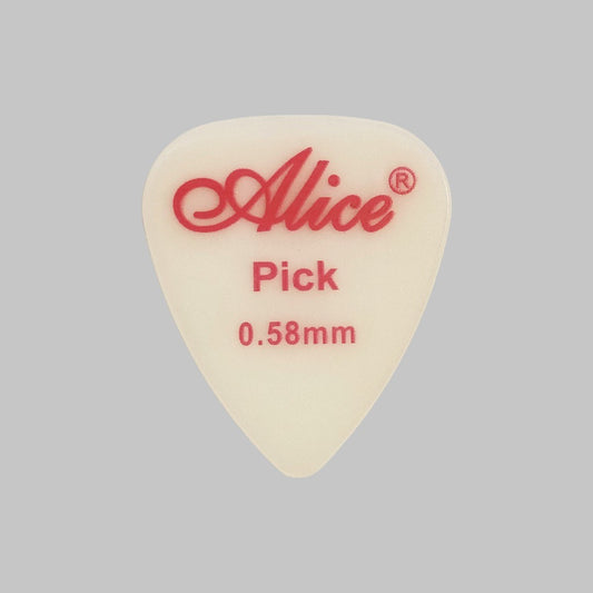 Púa marca Alice, material nylon, fluorescente, calibre 0.58 mm