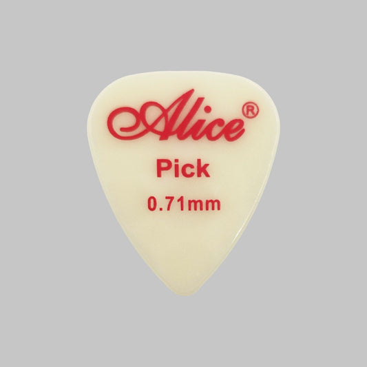 Púa marca Alice, material nylon, fluorescente, calibre 0.71 mm
