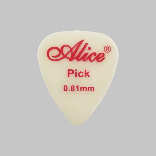 Púa marca Alice, material nylon, fluorescente, calibre 0.81 mm