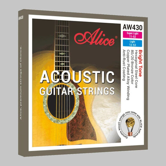Cuerdas para guitarra acústica marca Alice, calibre 11-52