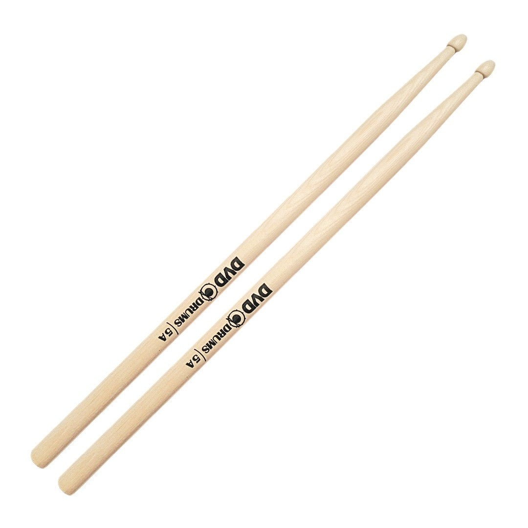 Baquetas para batería 5A marca DVD, madera maple, punta de madera