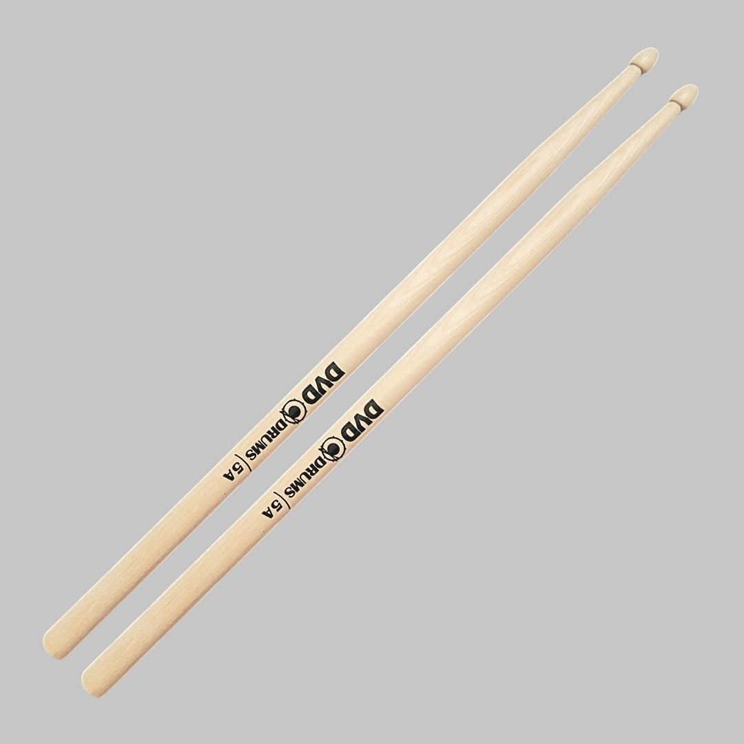 Baquetas para batería 5A marca DVD, madera maple, punta de madera