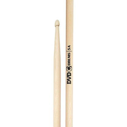Baquetas para batería 5A marca DVD, madera maple, punta de madera