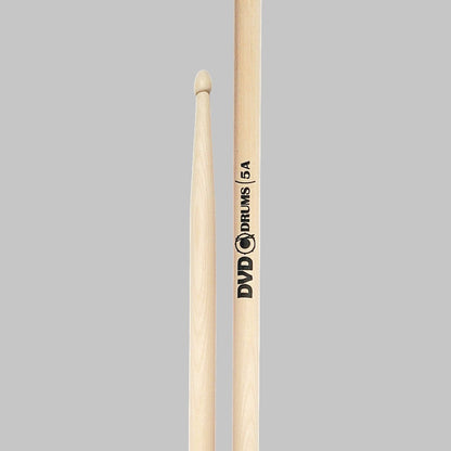 Baquetas para batería 5A marca DVD, madera maple, punta de madera