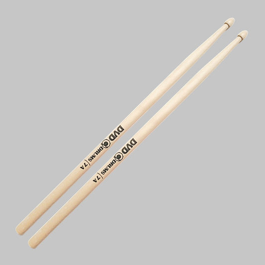 Baquetas para batería 7A marca DVD, madera maple, punta de madera