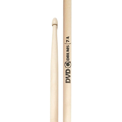 Baquetas para batería 7A marca DVD, madera maple, punta de madera