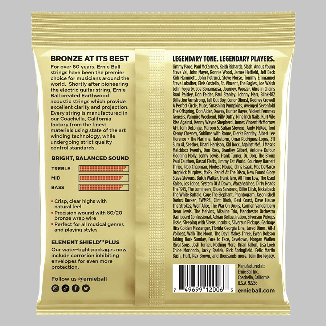 Cuerdas para guitarra acústica marca Ernie Ball, calibre 10-50