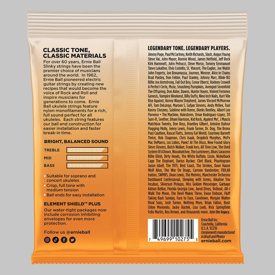 Cuerdas para ukelele soprano y concierto marca Ernie Ball