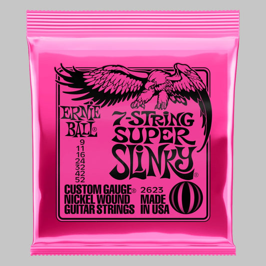 Cuerdas para guitarra eléctrica marca Ernie Ball, de 7 cuerdas, calibre 09-52