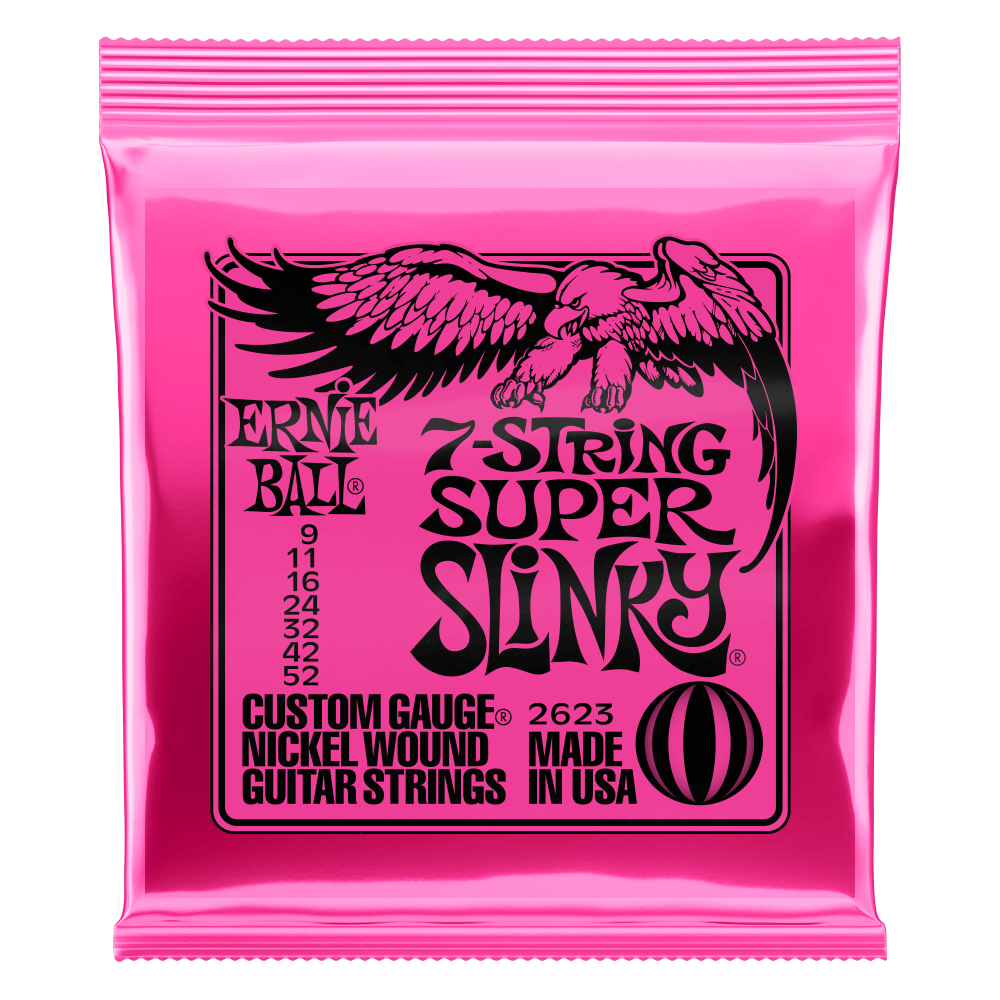 Cuerdas para guitarra eléctrica marca Ernie Ball, de 7 cuerdas, calibre 09-52