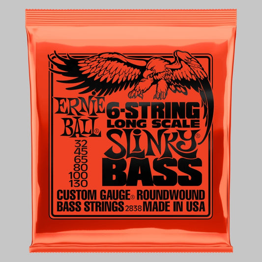 Cuerdas para bajo eléctrico de 6 cuerdas marca Ernie Ball, calibre 32-130