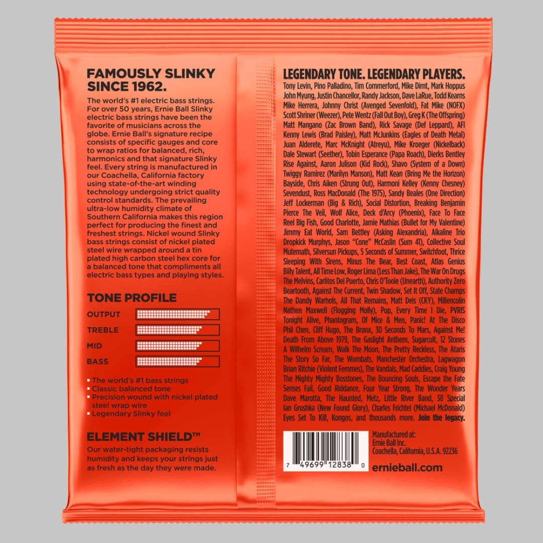 Cuerdas para bajo eléctrico de 6 cuerdas marca Ernie Ball, calibre 32-130