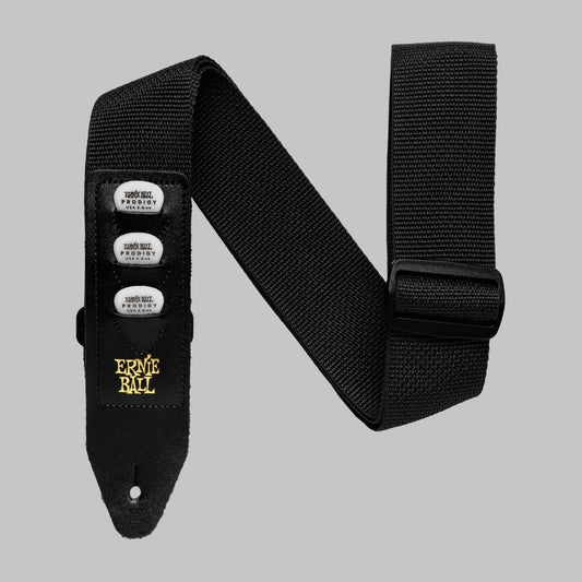 Cincho para guitarra, bajo y regionales marca Ernie Ball serie Pickholder, color negro