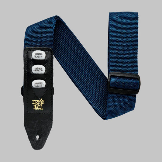 Cincho para guitarra, bajo y regionales marca Ernie Ball serie Pickholder, color azul