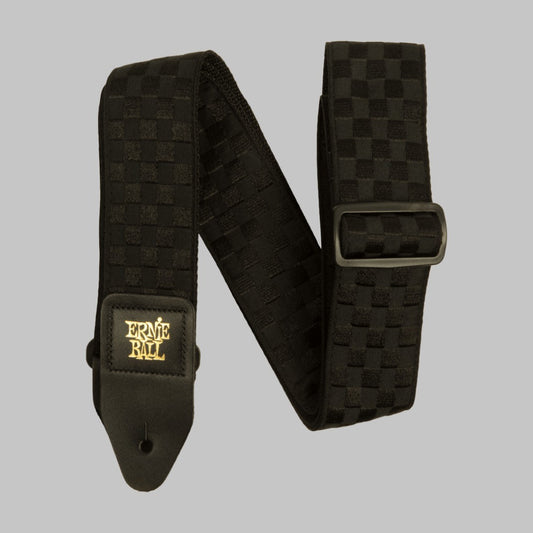 Cincho para guitarra, bajo y regionales marca Ernie Ball serie Jacquard, diseño Black Checkers